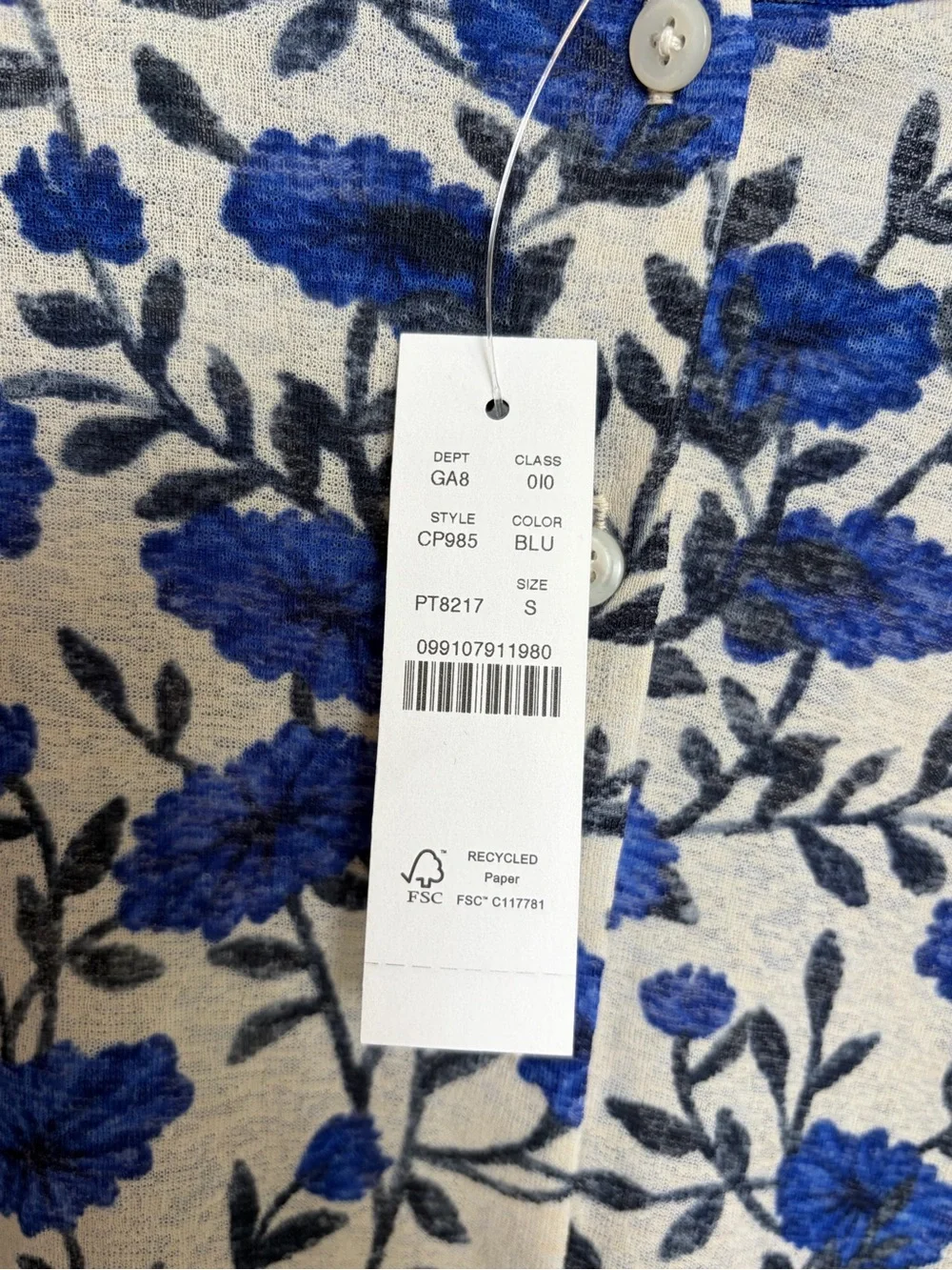 NWT J. Crew Sheer Mesh Floral Cardigan In Blue/White (Small)